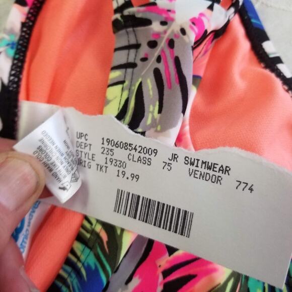 California Waves Tab-Side Hipster Bottoms JR Swimwear Multi-Color Size Small NWT - Picture 3 of 3